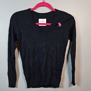 Abercrombie & Fitch Navy Sweater with Pink Logo